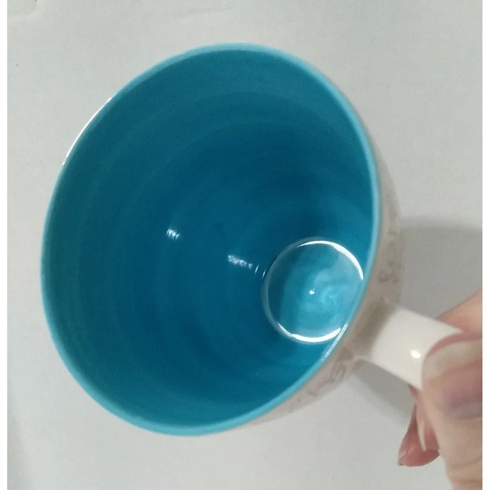 Starbucks 2005 Christmas Wish Holiday white teal gray Peace Live Love Coffee Mug